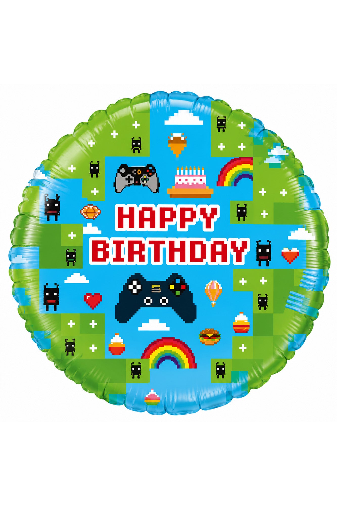 18 inch Pixel Game Birthday Holographic Foil Balloon
