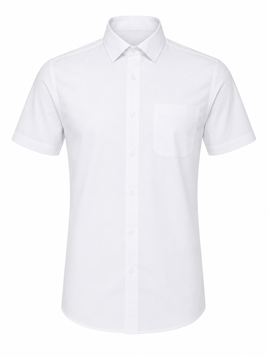 Boys White Slim-Fit Short-Sleeved Shirts - 11-14" Collar (Twin Pack)