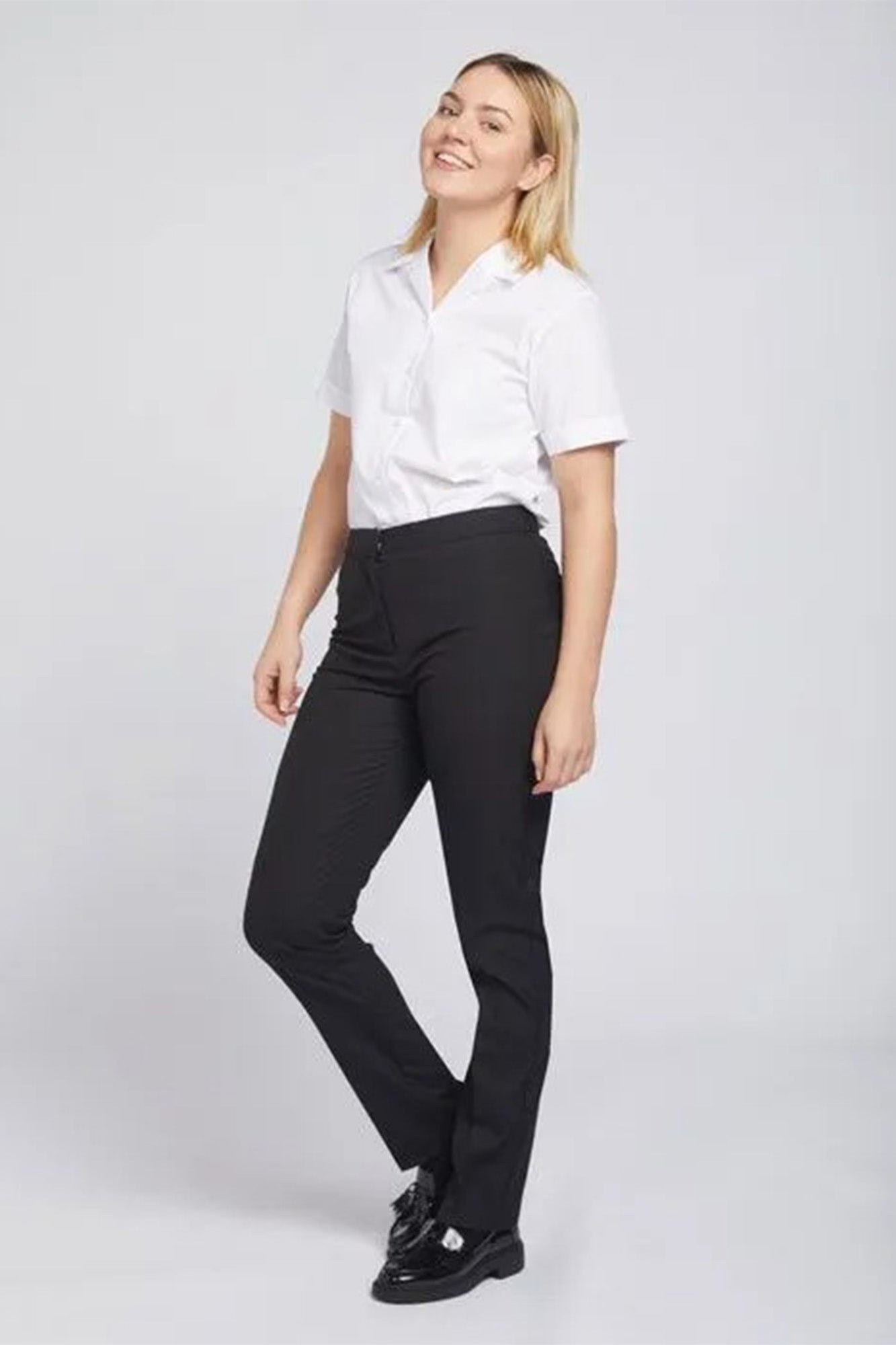 Girls Slim Fit Trousers Black - 30-38" Waist
