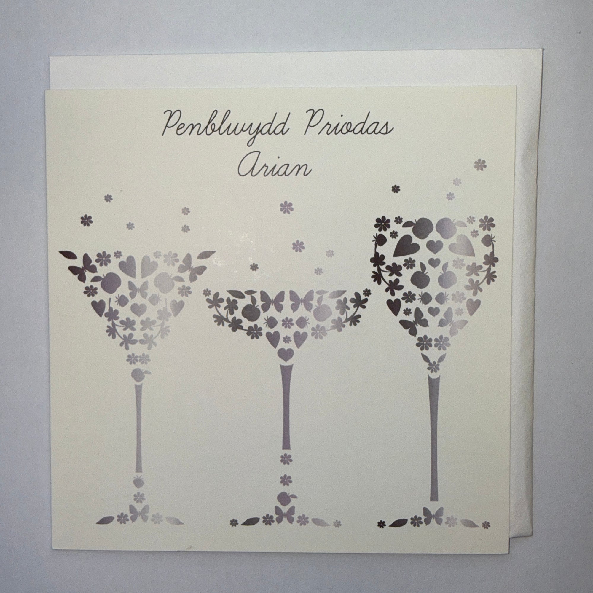 Penblwydd Priodas Arian Glasses Card