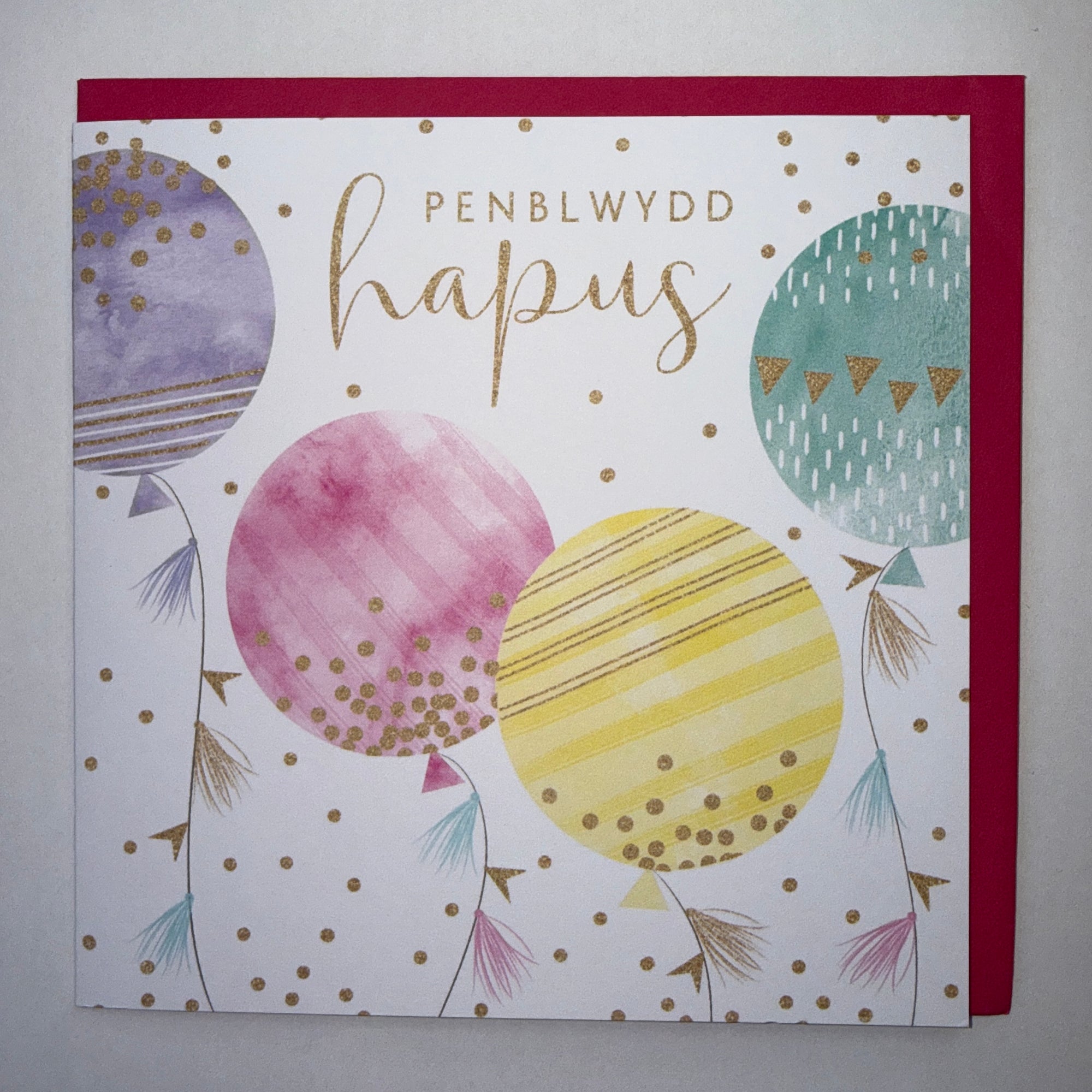 Penblwydd Hapus Pastel Balloons Card