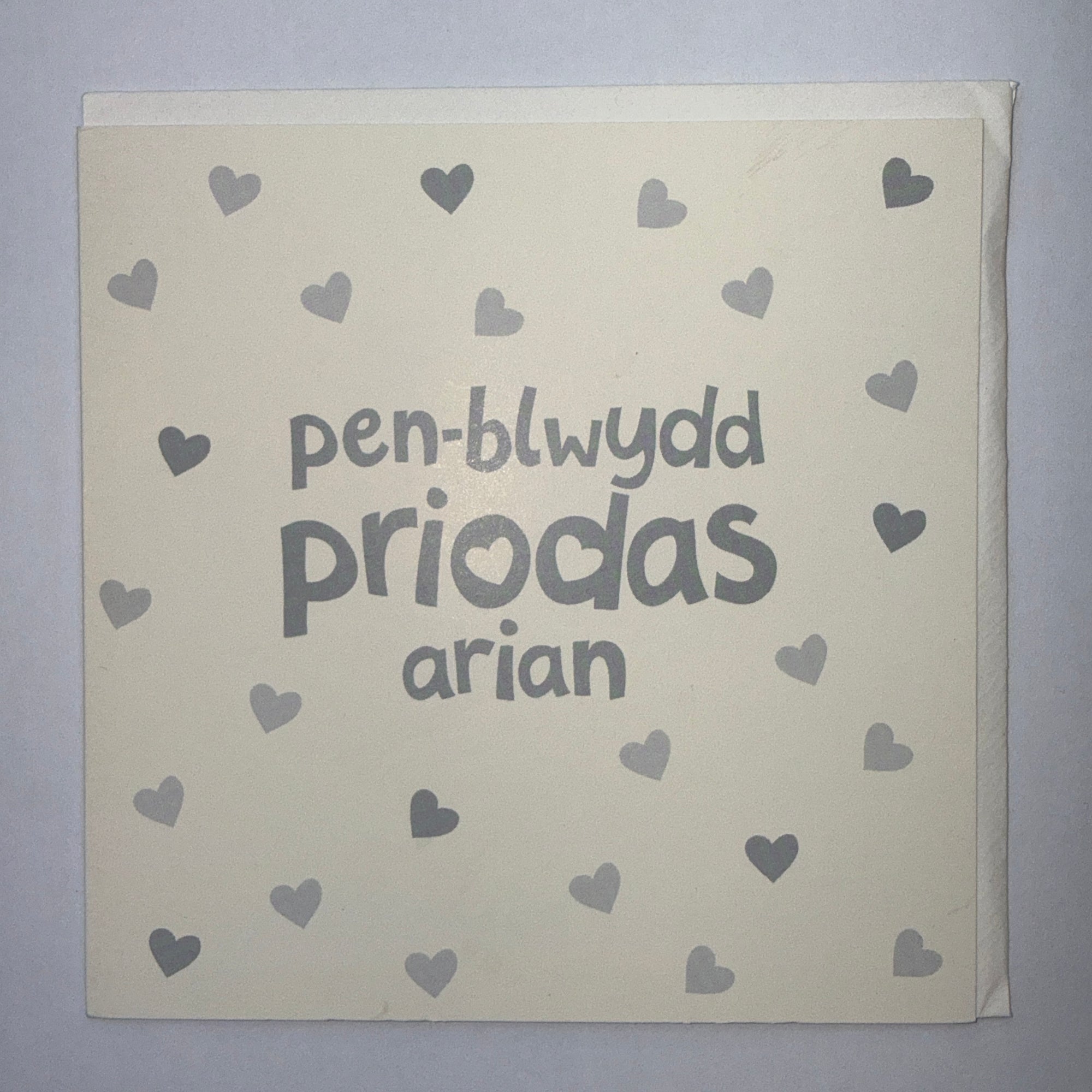Penblwydd Priodas Arian Silver Hearts Card