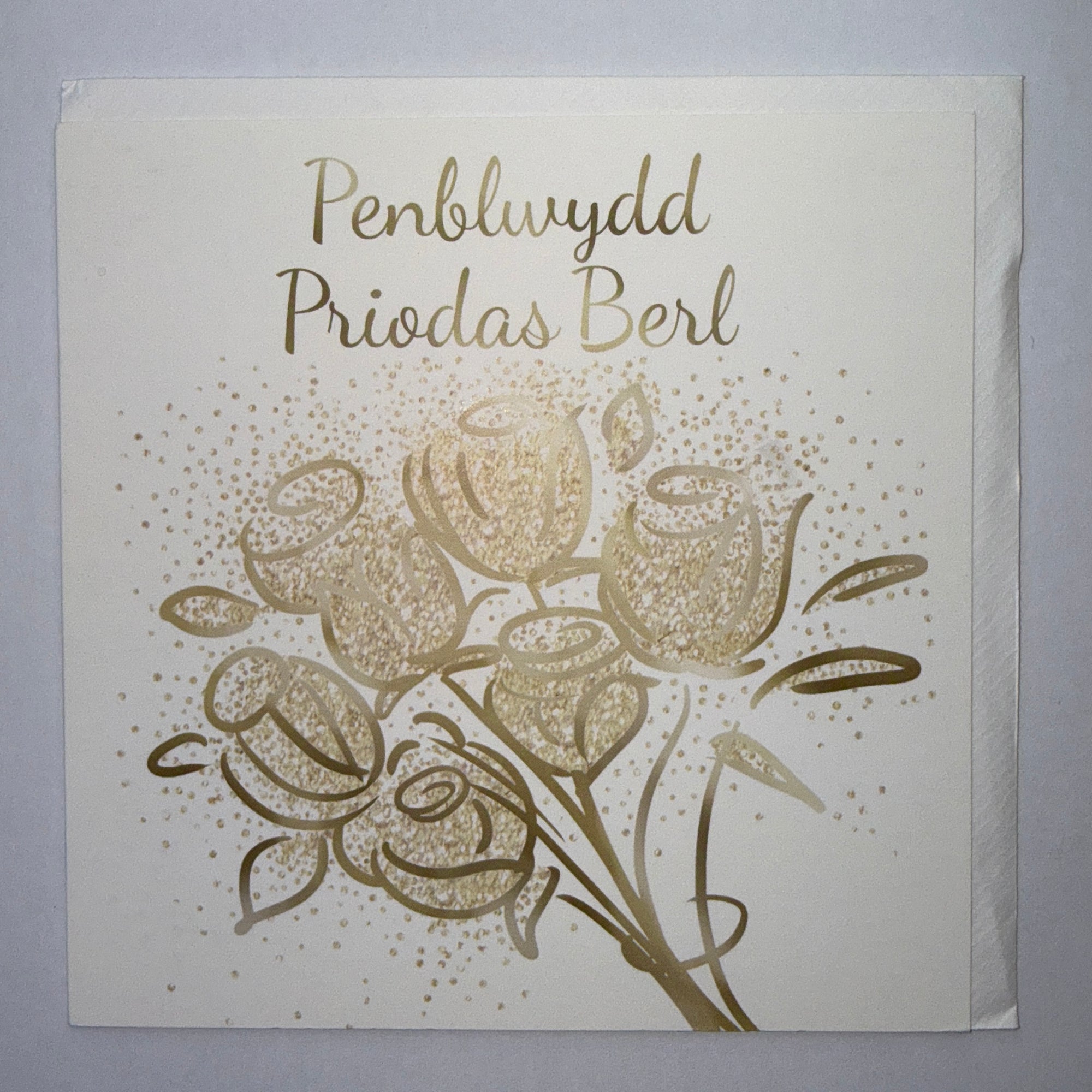 Penblwydd Priodas Berl Roses Card