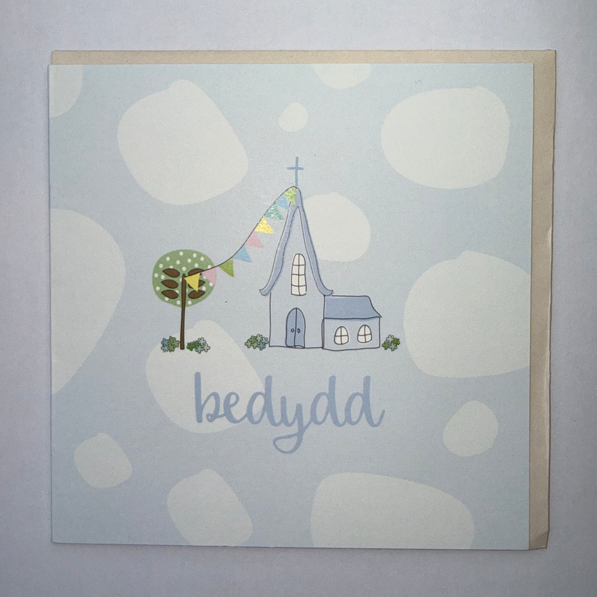 Bedydd Blue Church With Bunting Card