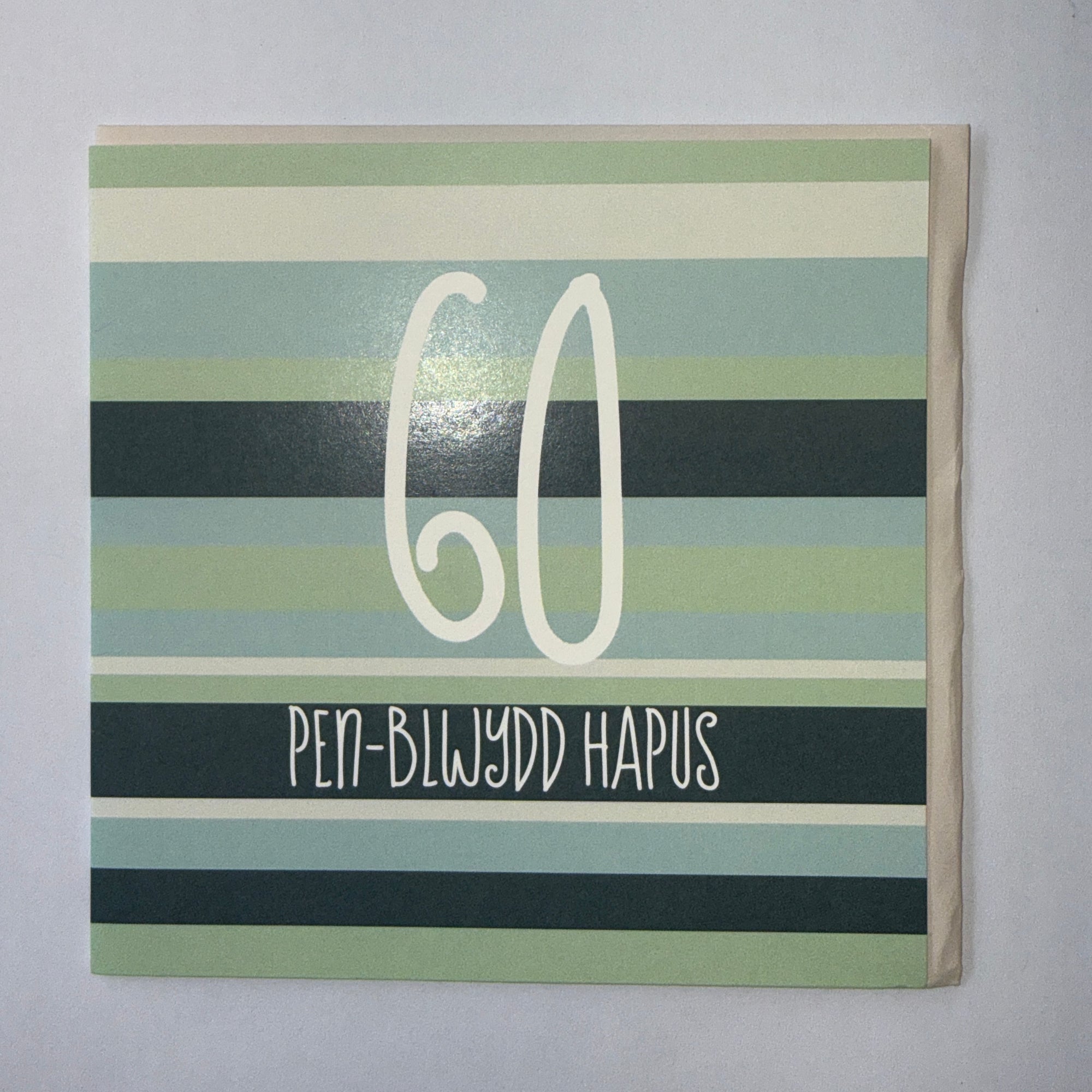 Penblwydd Hapus 60 Green Stripes Card