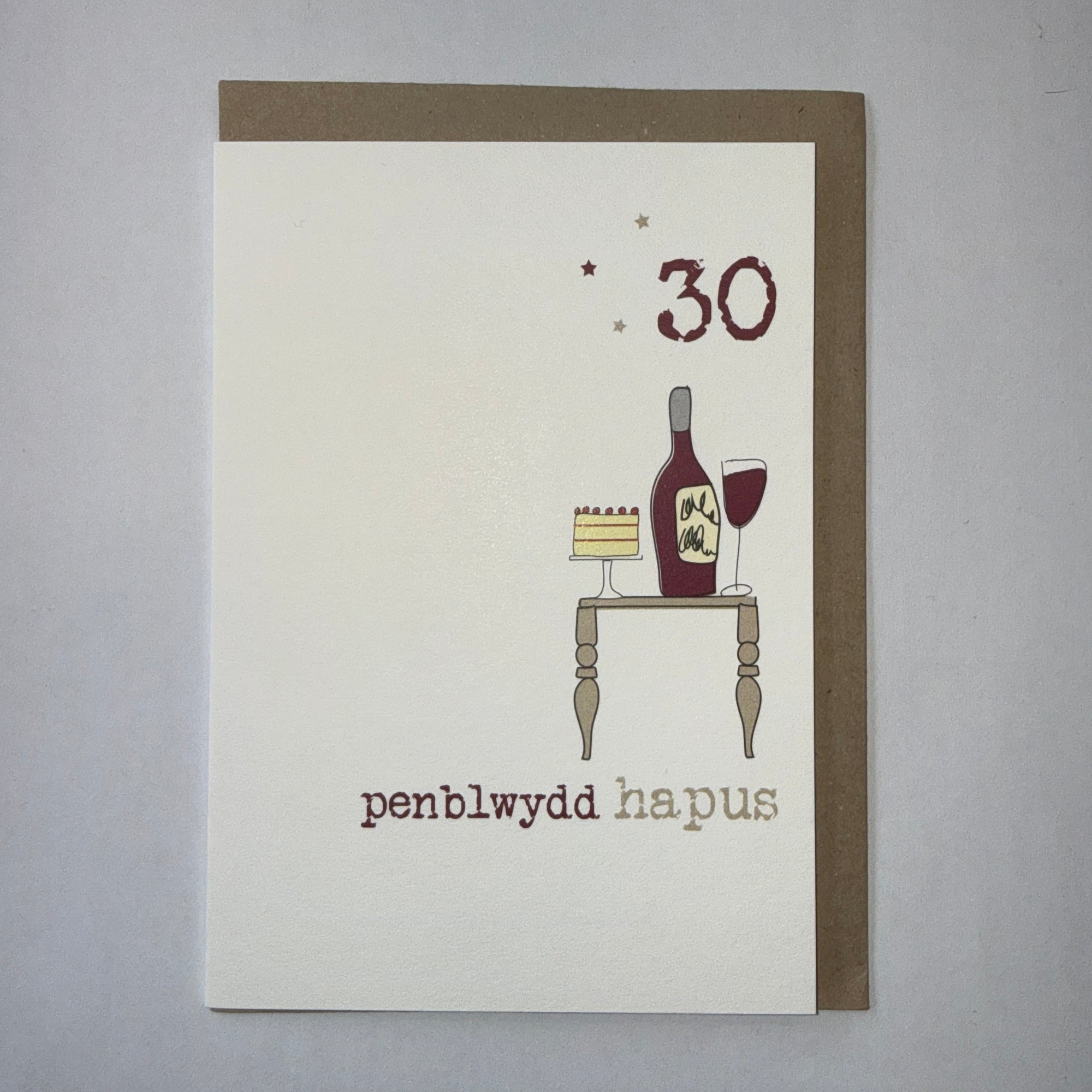 Penblwydd Hapus 30 Red Wine Card