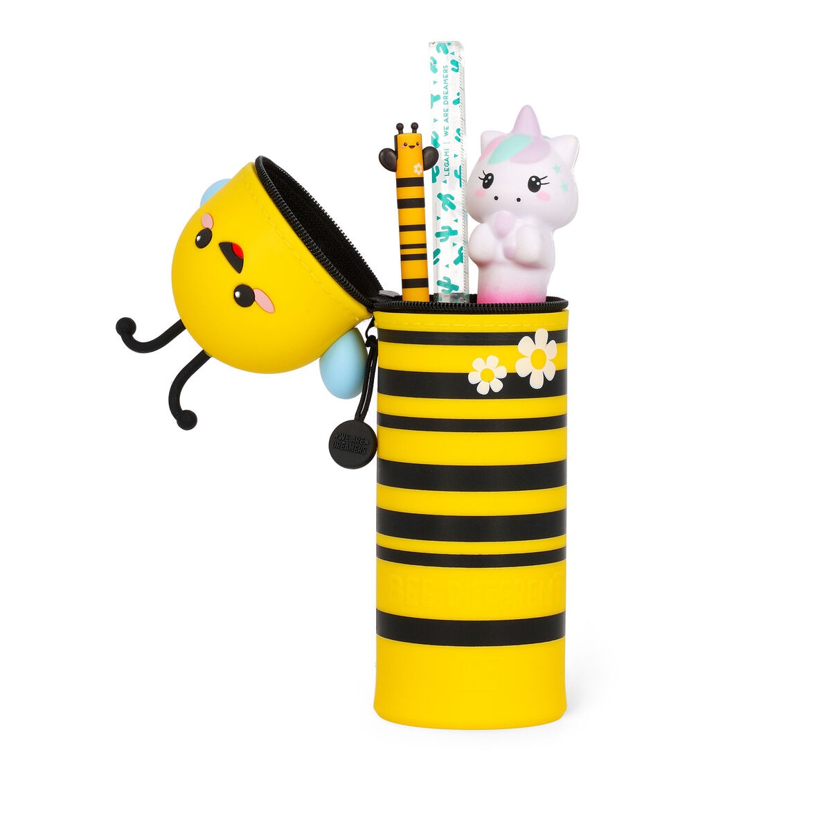 Kawaii Bee "Bee Different" 2-in-1 Silicone Pencil Case