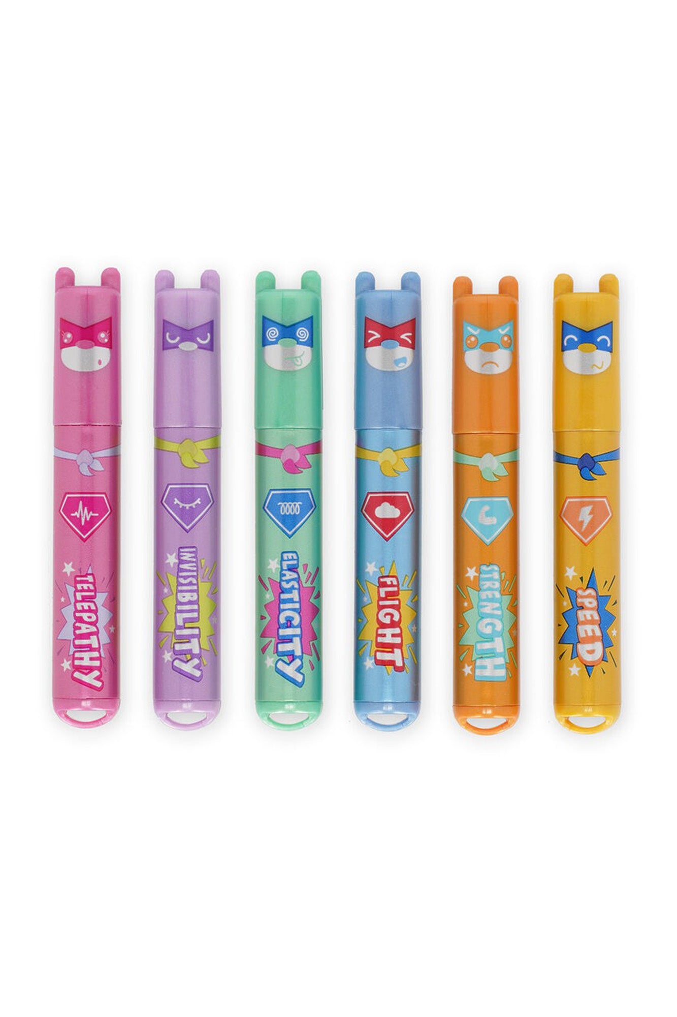 Legami - Set of 6 Mini Highlighters - Teddy's Superpower