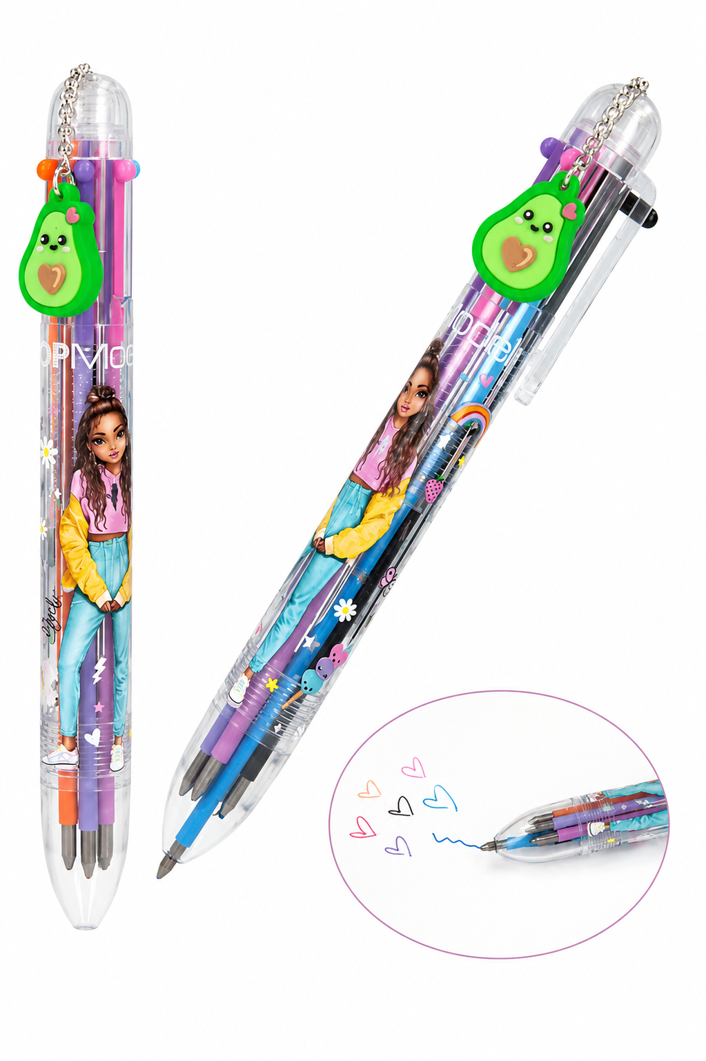 Top Model 6-Colour Gel Pen With Avocado Charm