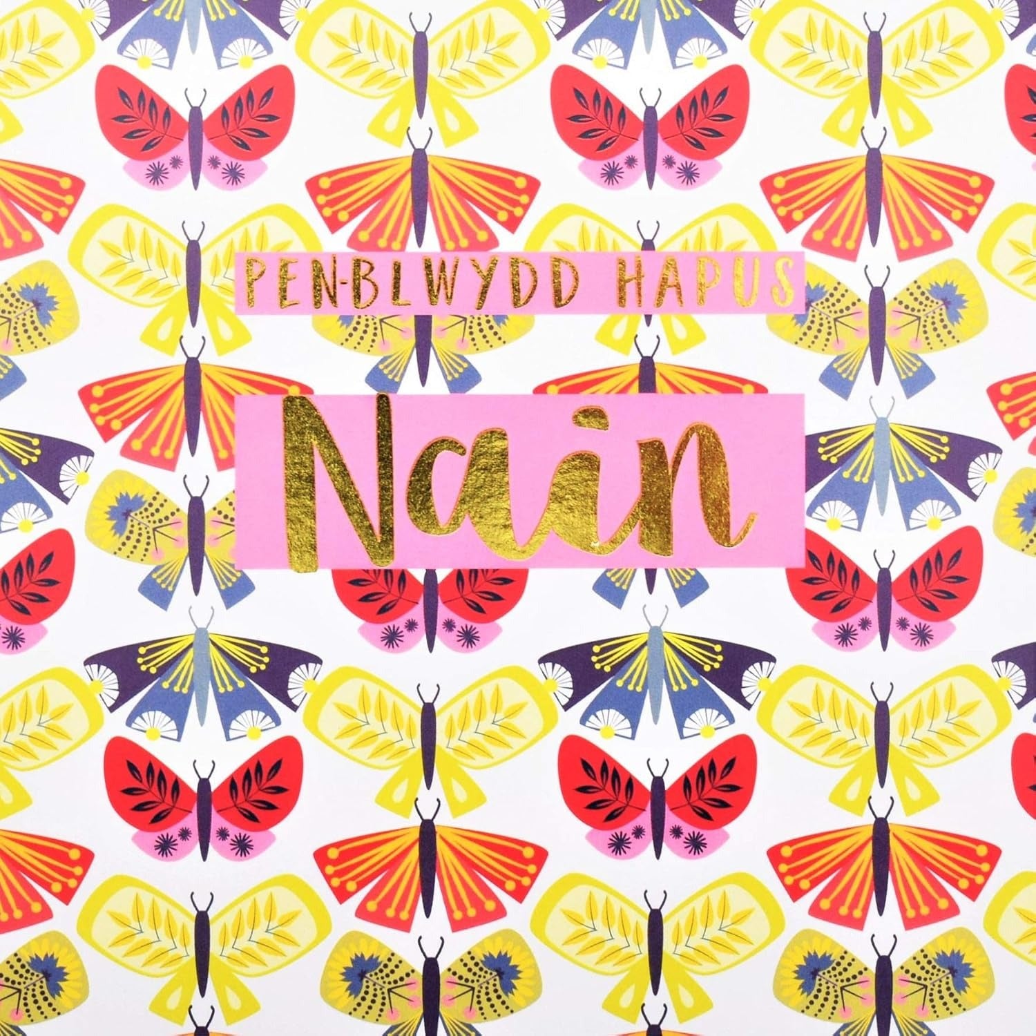 Penblwydd Hapus Nain Butterflies Card