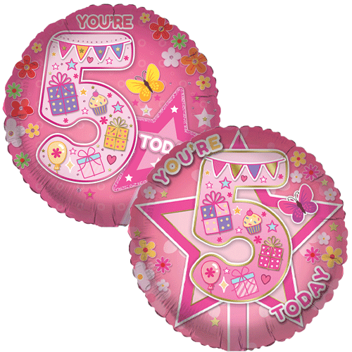 18 inch Age 5 Pink Party Balloon