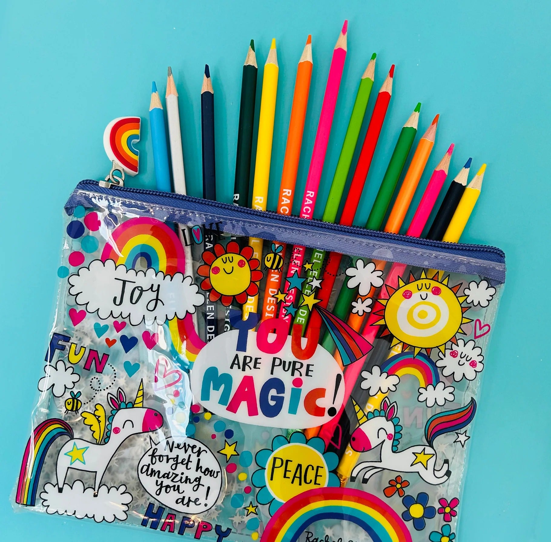 Rachel Ellen Clear Pencil Case  You Are Pure Magic Unicorns