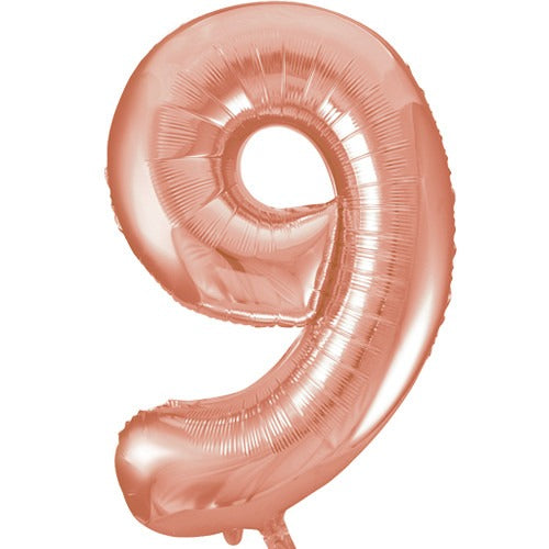 Large number helium balloon - rose gold 0-9