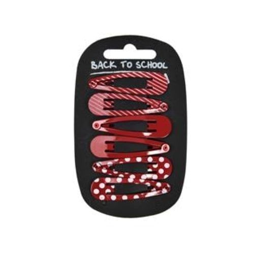Red Patterned Hair Clips