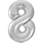 Large number helium balloon - silver 0-9