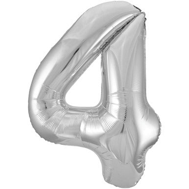 Large number helium balloon - silver 0-9