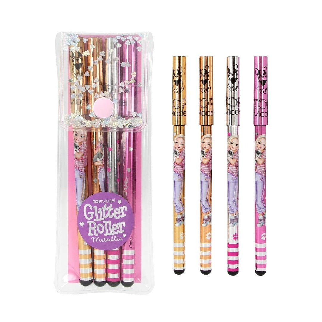 Top Model Glitter Roller Metallic Gel Pens x 4
