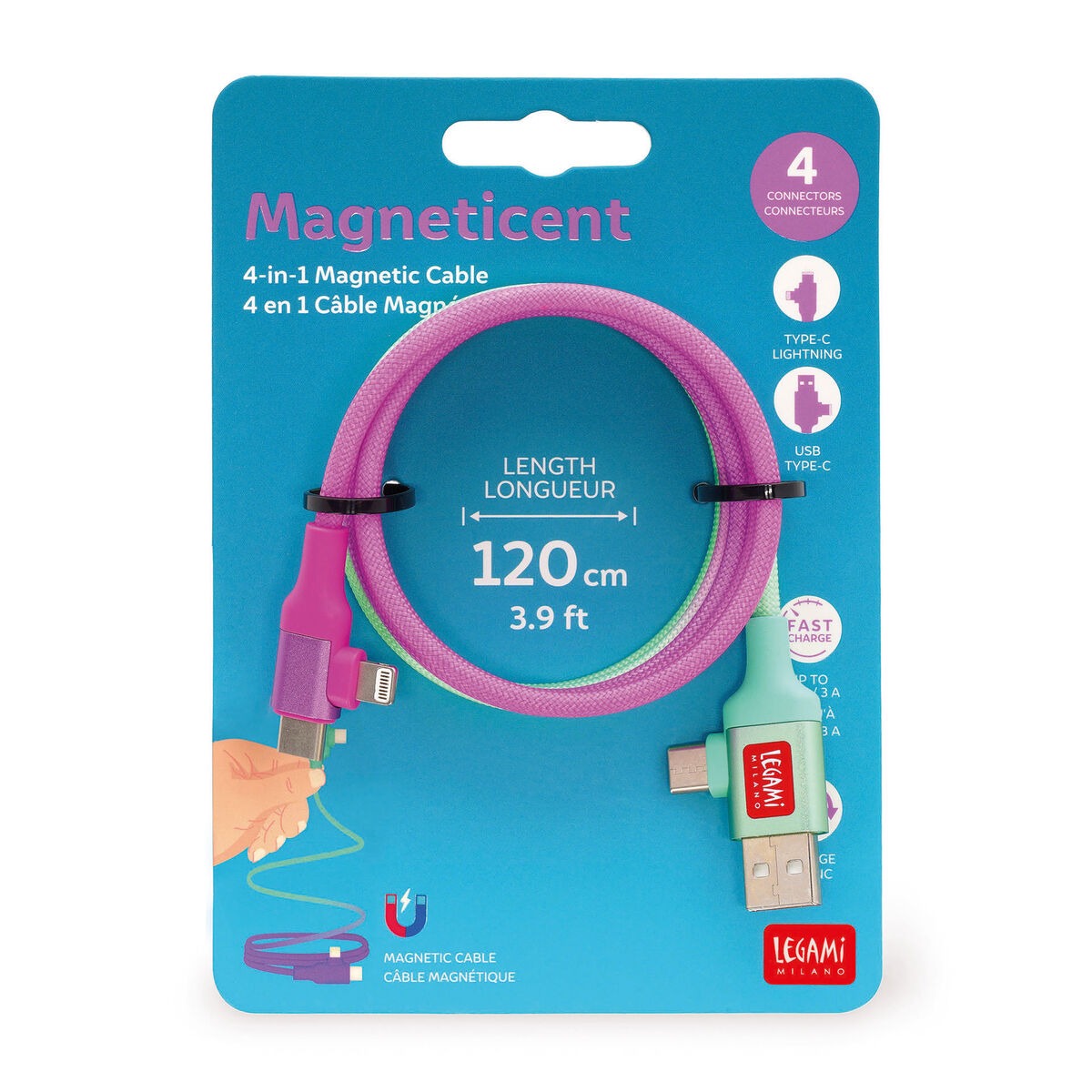 Legami - Magnetic 4-in-1 Charging and Synchronisation Cable