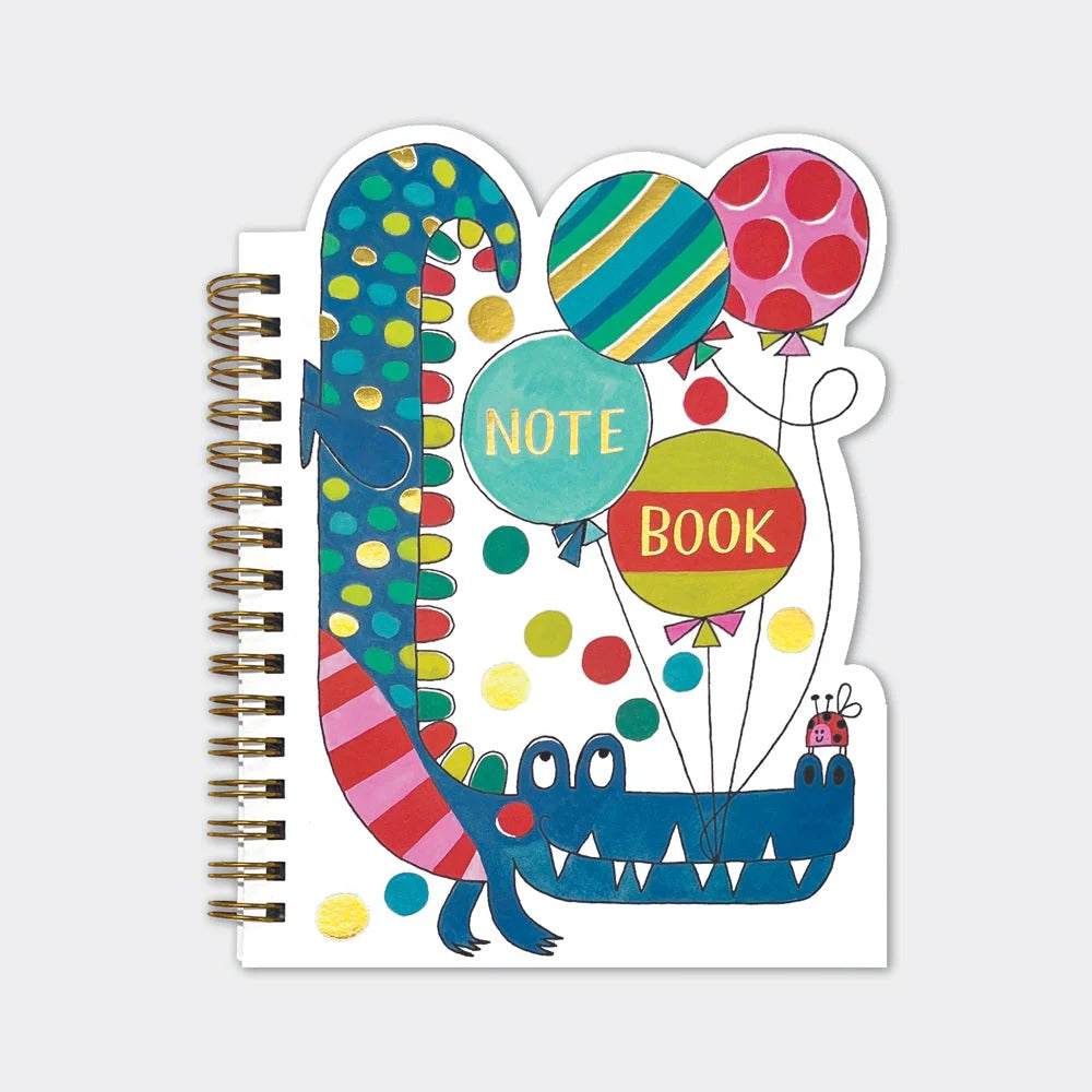 Rachel Ellen -Snappy Crocodile Shaped Wire Bound Notebook | Gold Foil