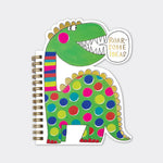 Rachel Ellen -Roar-some Dinosaur Shaped Wire Bound Notebook | Gold Foil & Colourful Spots Roar-some Dinosaur Shaped Wire Bound Notebook