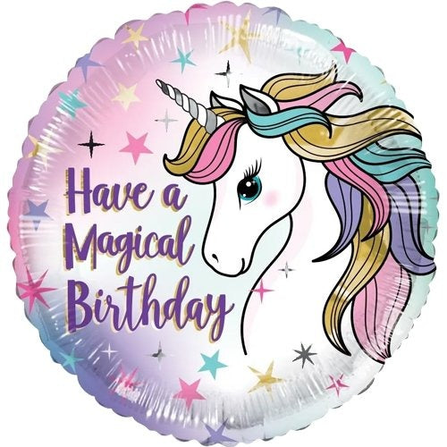 18 inch Happy Birthday Balloon - Have A Magical Birthday Unicorn