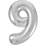 Large number helium balloon - silver 0-9