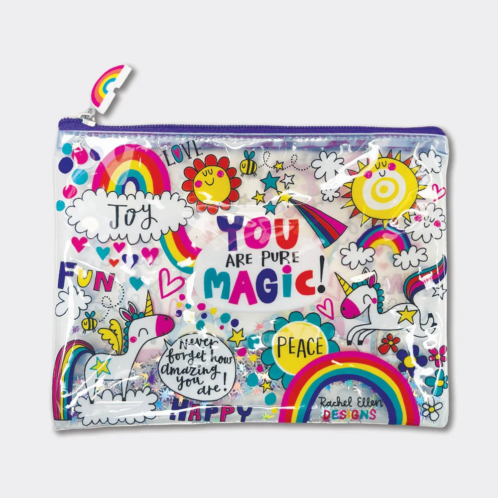 Rachel Ellen Clear Pencil Case  You Are Pure Magic Unicorns