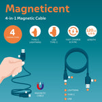 Legami - Magnetic 4-in-1 Charging and Synchronisation Cable Blue