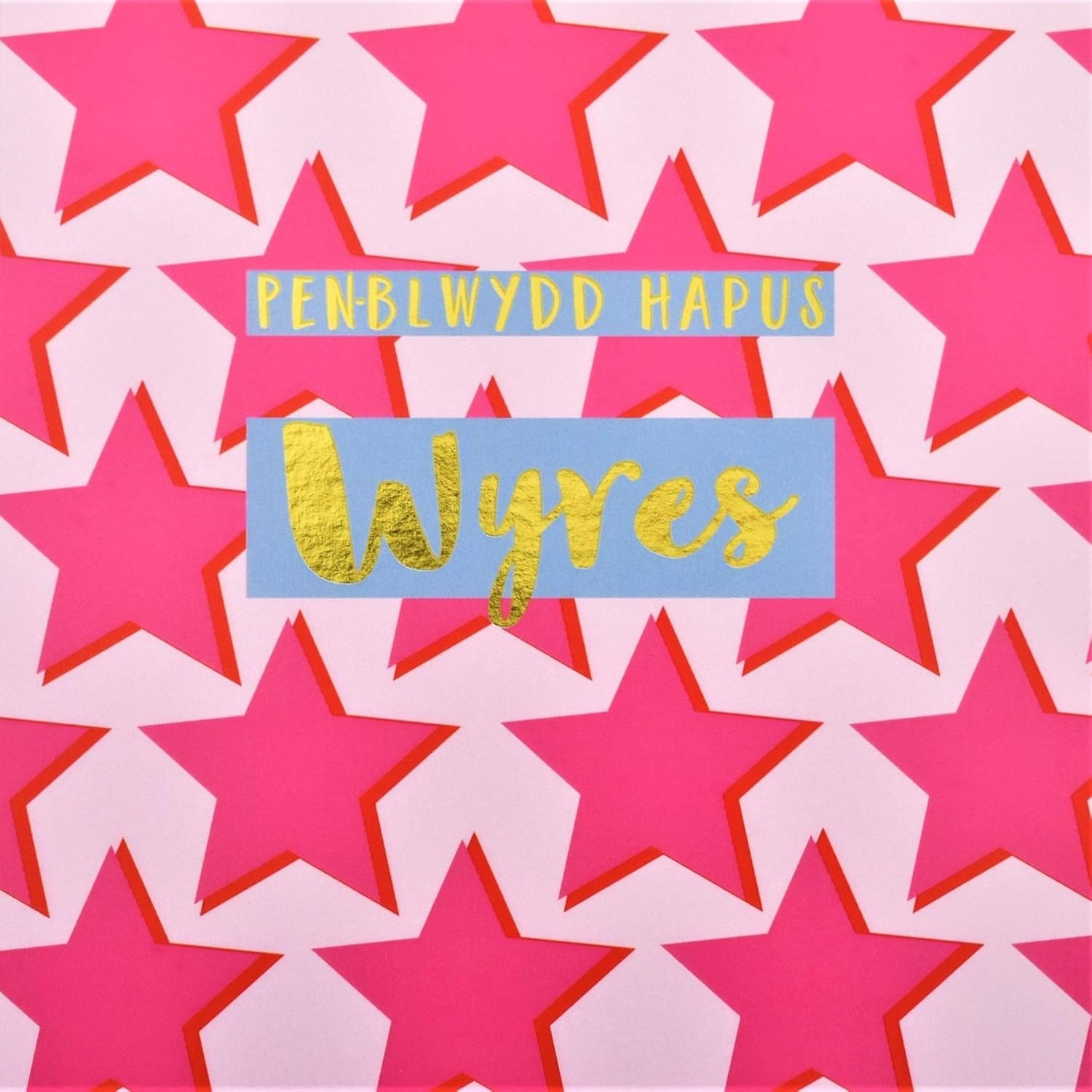 Penblwydd Hapus Wyres Pink Stars Card