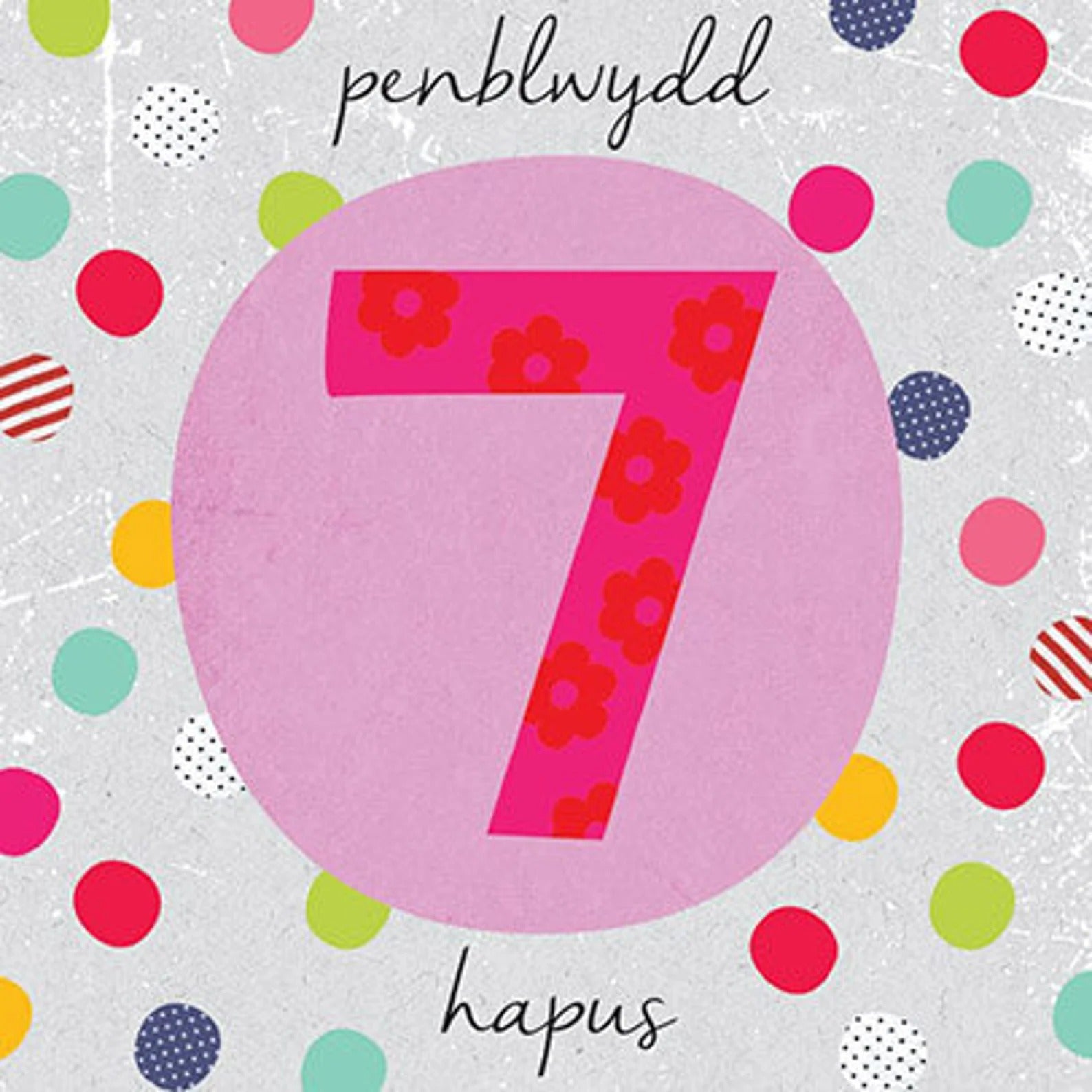 Penblwydd Hapus 7 Pink Spots Card