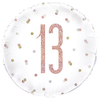 18 inch 13th Birthday Rose Gold Glitz Foil Balloon