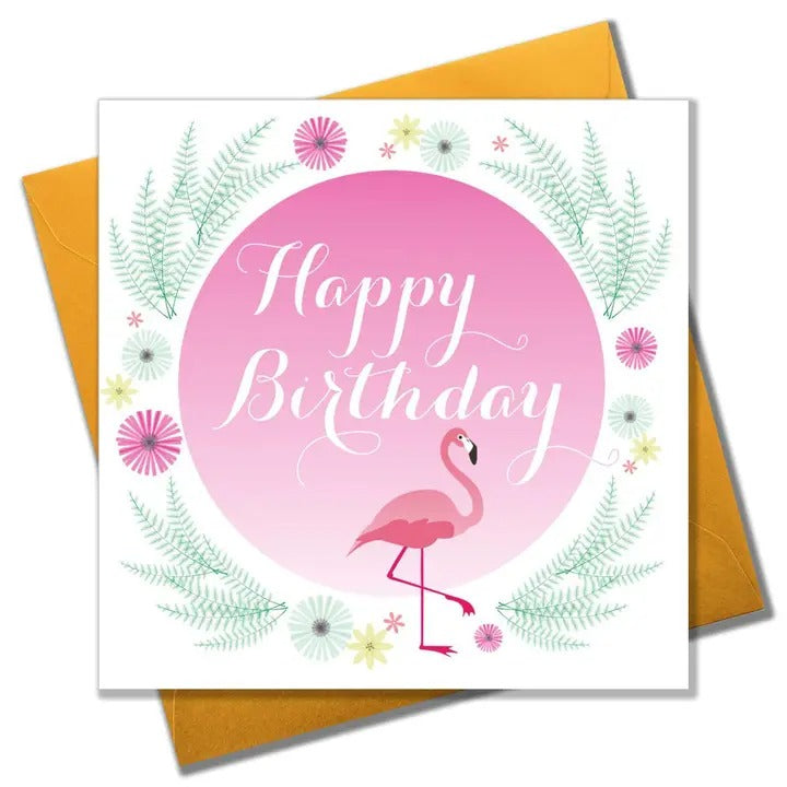 Penblwydd Hapus Flamingo Card