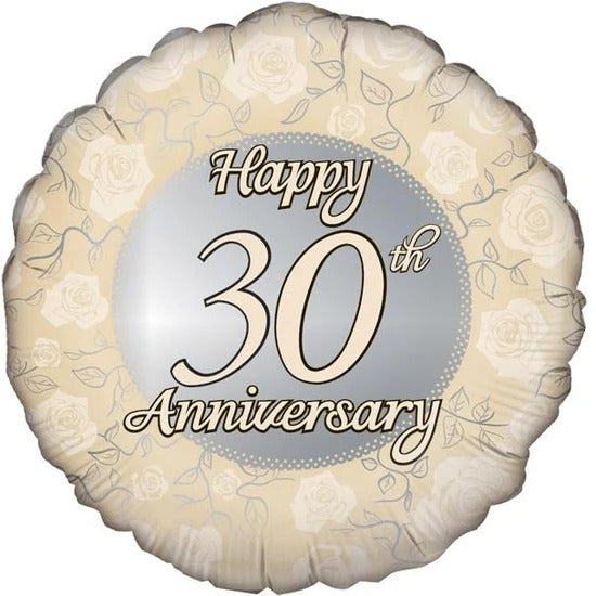 18 inch Happy 30th Anniversary - Pearl Floral Balloon