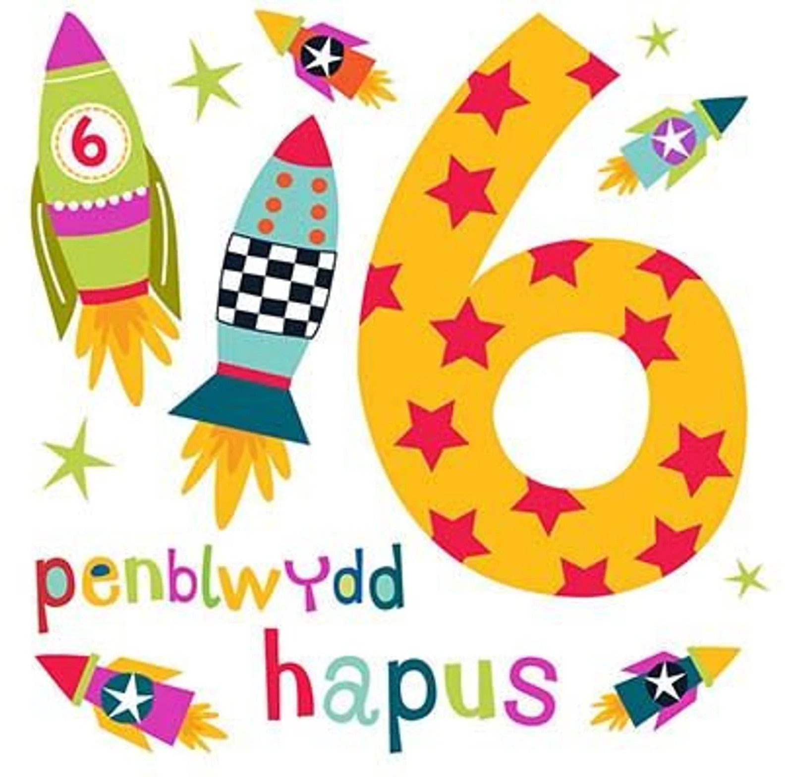 Penblwydd Hapus 6 Rockets Card