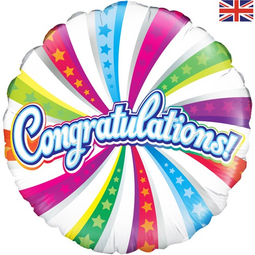 18 inch Congratulations Swirl Round Foil Balloon