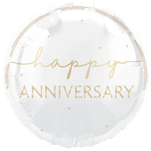 18 inch Happy Anniversary Gold Script Foil Balloon