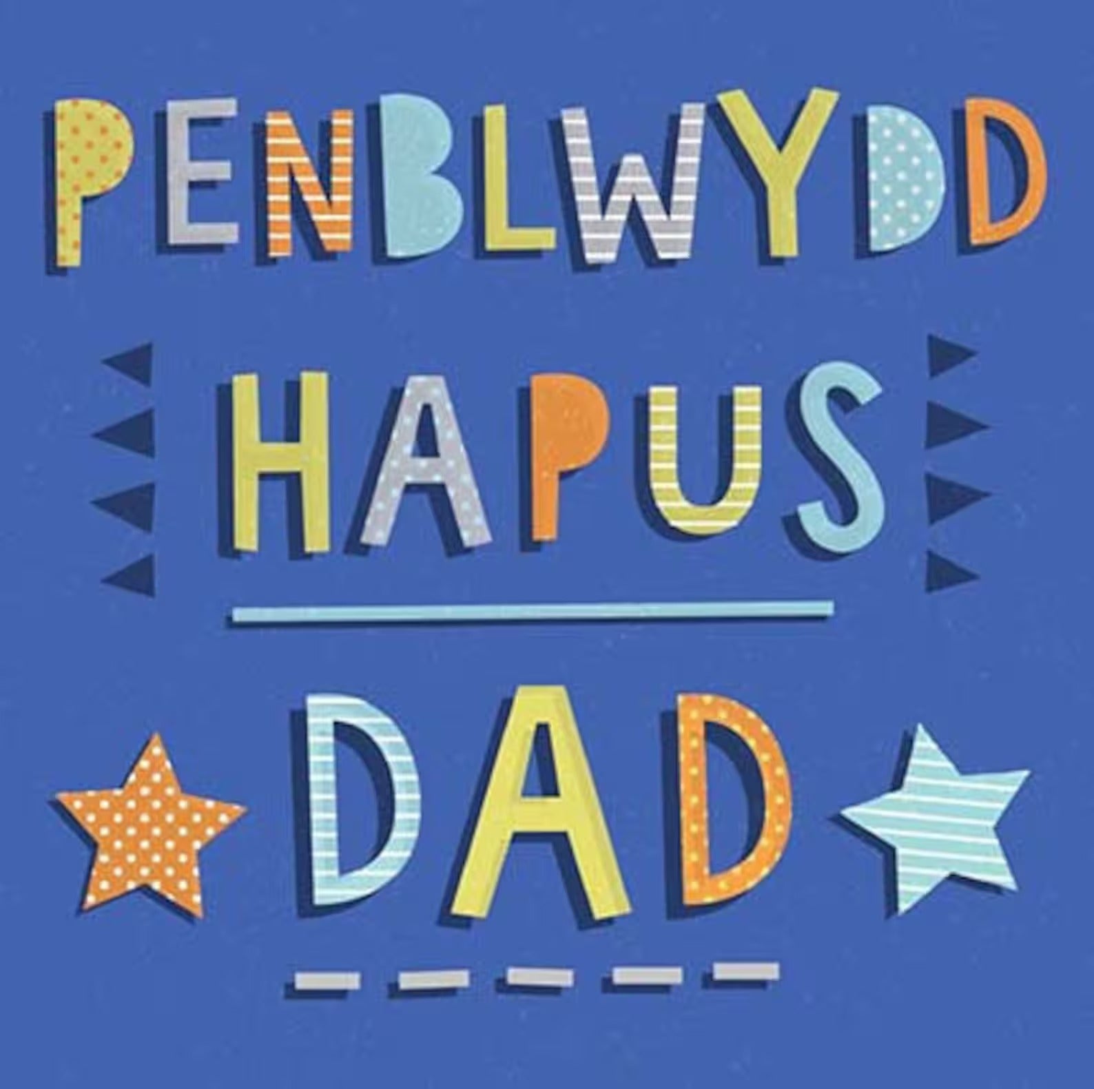 Penblwydd Hapus Dad Blue Stars Card