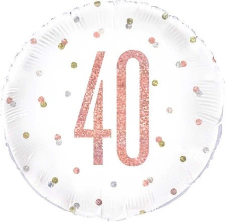 18 inch 40th Birthday Glitz Rose Gold Foil Balloon