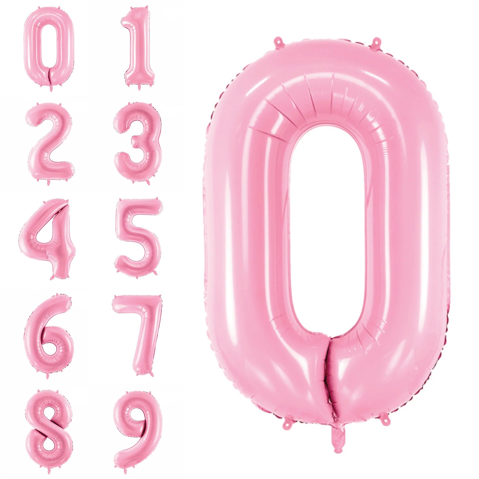 Large number helium balloon - matte pastel pink 0-9
