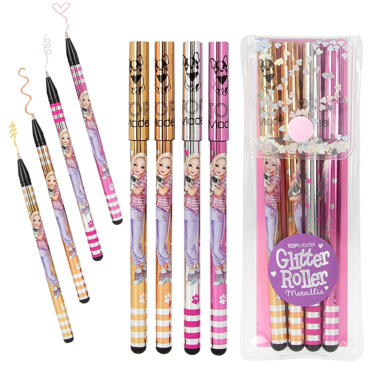 Top Model Glitter Roller Metallic Gel Pens x 4