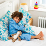 KidSilk Blue / Beige - Luxury Mulberry Silk Affirmation Pillowcase