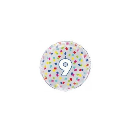 18 inch Age 9 Birthday Confetti Cheer Balloon