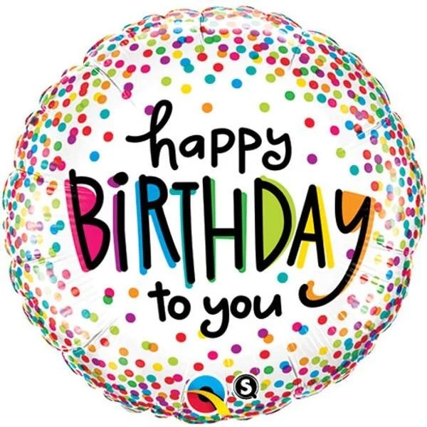 18 inch Birthday Sprinkled Dots Foil Balloon