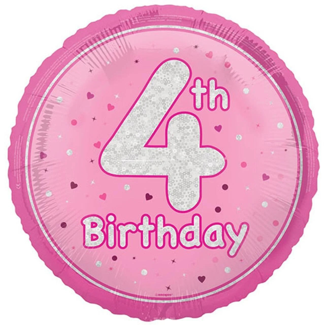 18 inch 4th Birthday Pink Glitz Foil Balloon
