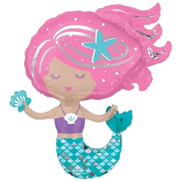30 inch Shimmering Mermaid Supershape Foil Balloon