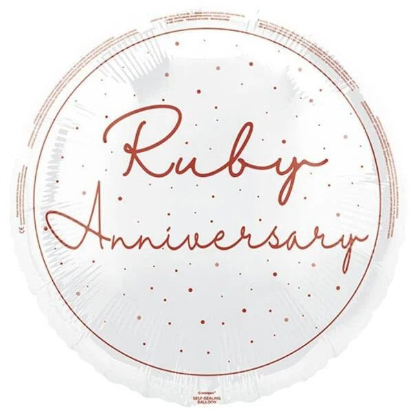 18 inch Happy Ruby Anniversary Script Foil Balloon