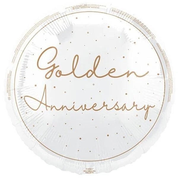 18 inch Happy Golden Anniversary Script Foil Balloon