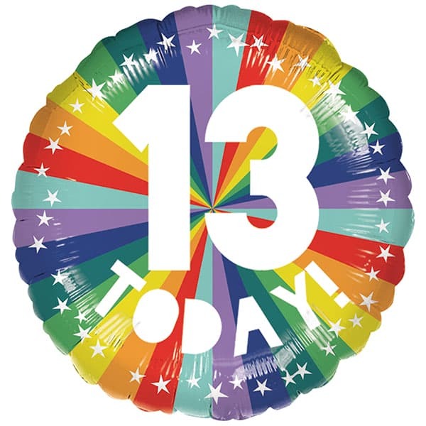 18 inch 13 Today Rainbow Foil Balloon