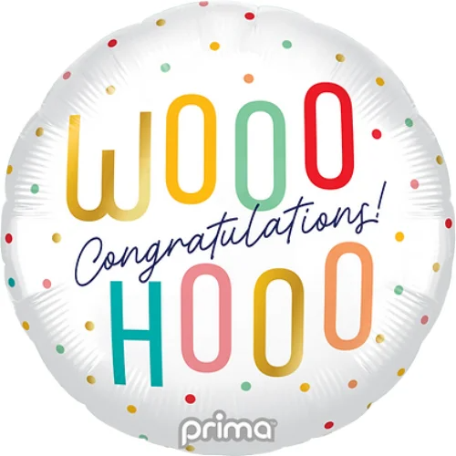 18 inch Congratulations Woohoo Dots Foil Balloon