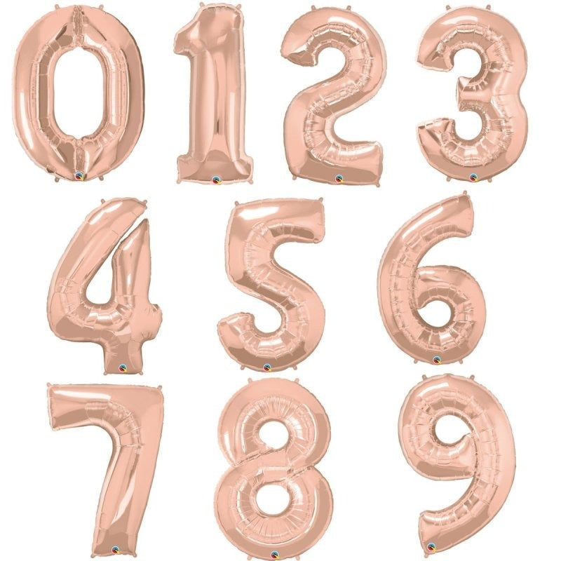 Large number helium balloon - rose gold 0-9